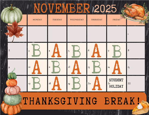 November A & B Day Schedule